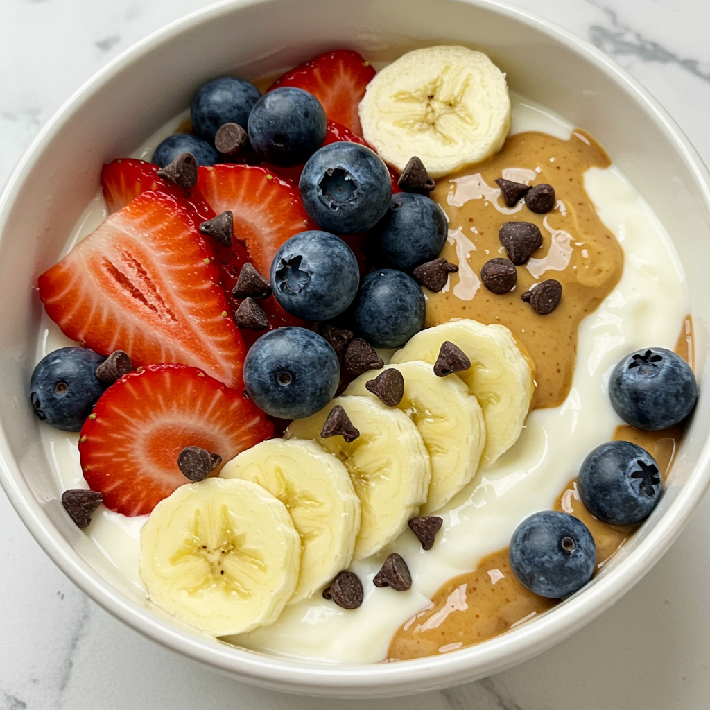 1. Chocolate Peanut Butter Greek Yogurt Bowl