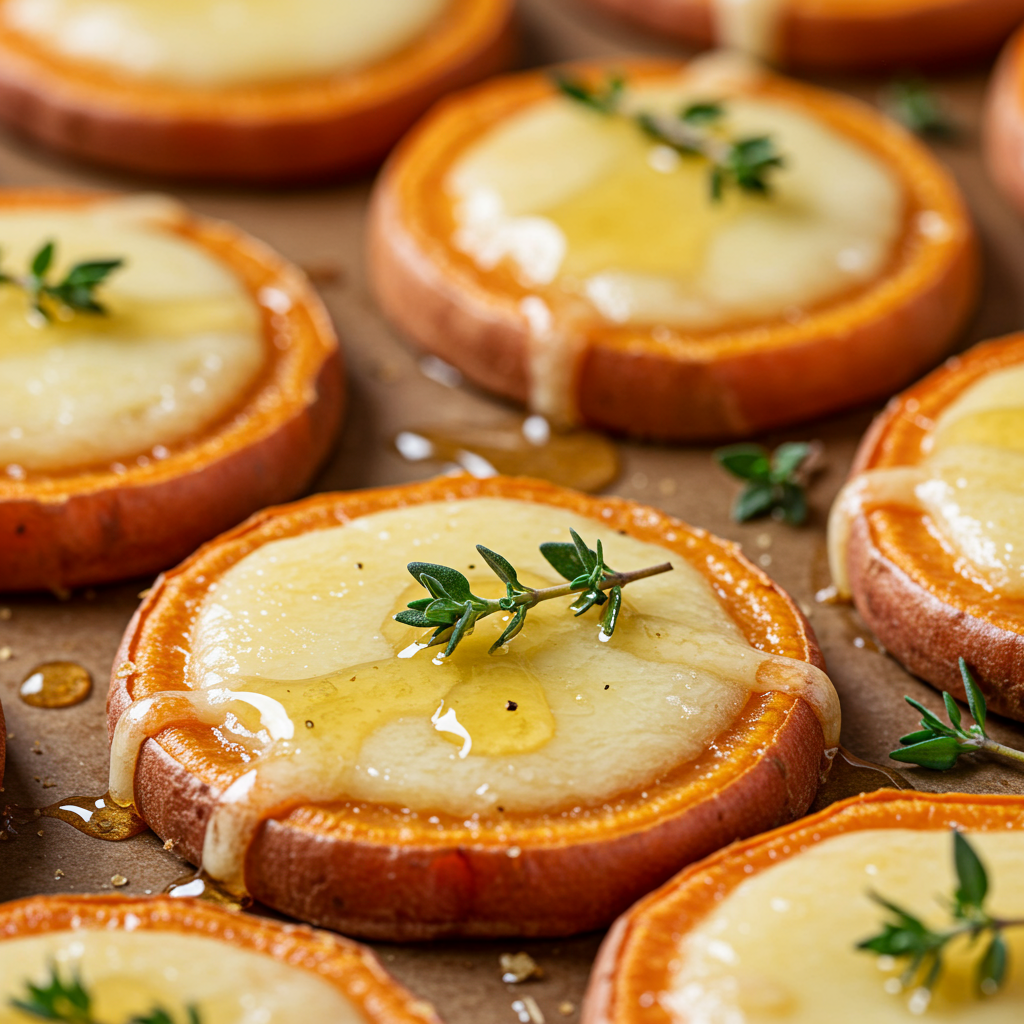 1. Crispy Sweet Potato Bites with Gruyère & Honey