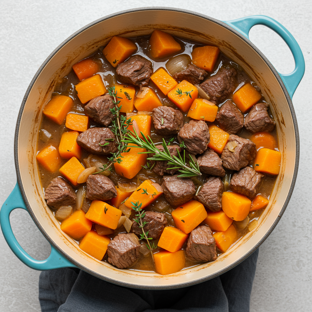 1. Slow-Cooked Beef & Butternut Squash Stew