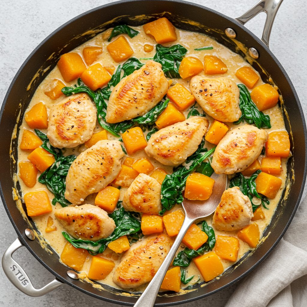 2. Creamy Butternut Squash & Chicken Skillet