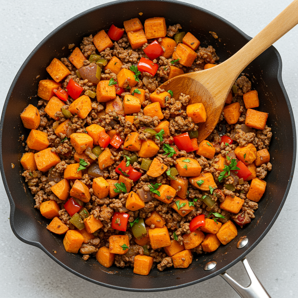 3. Beef & Sweet Potato Skillet