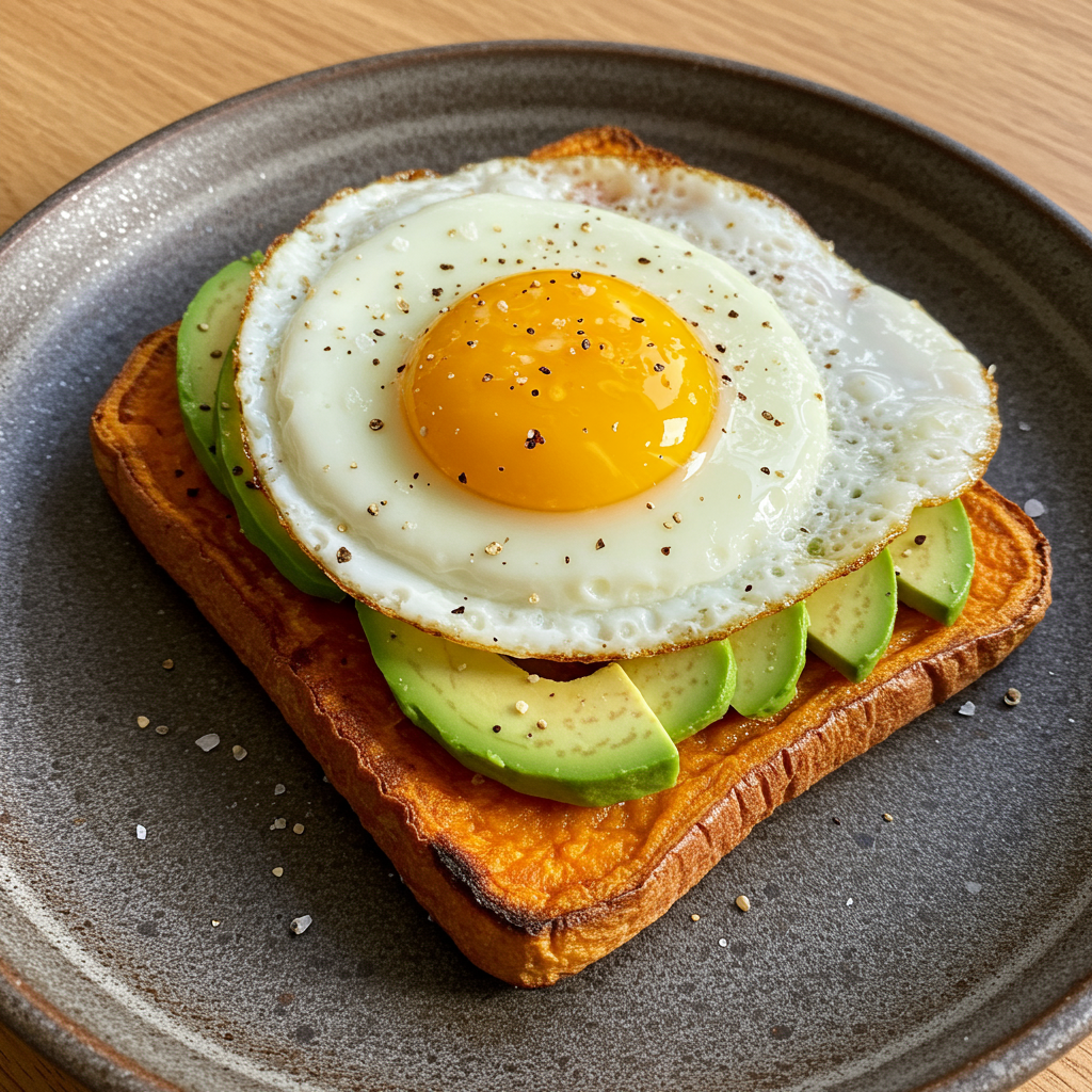 3. Sweet Potato Toast with Fried Eggs