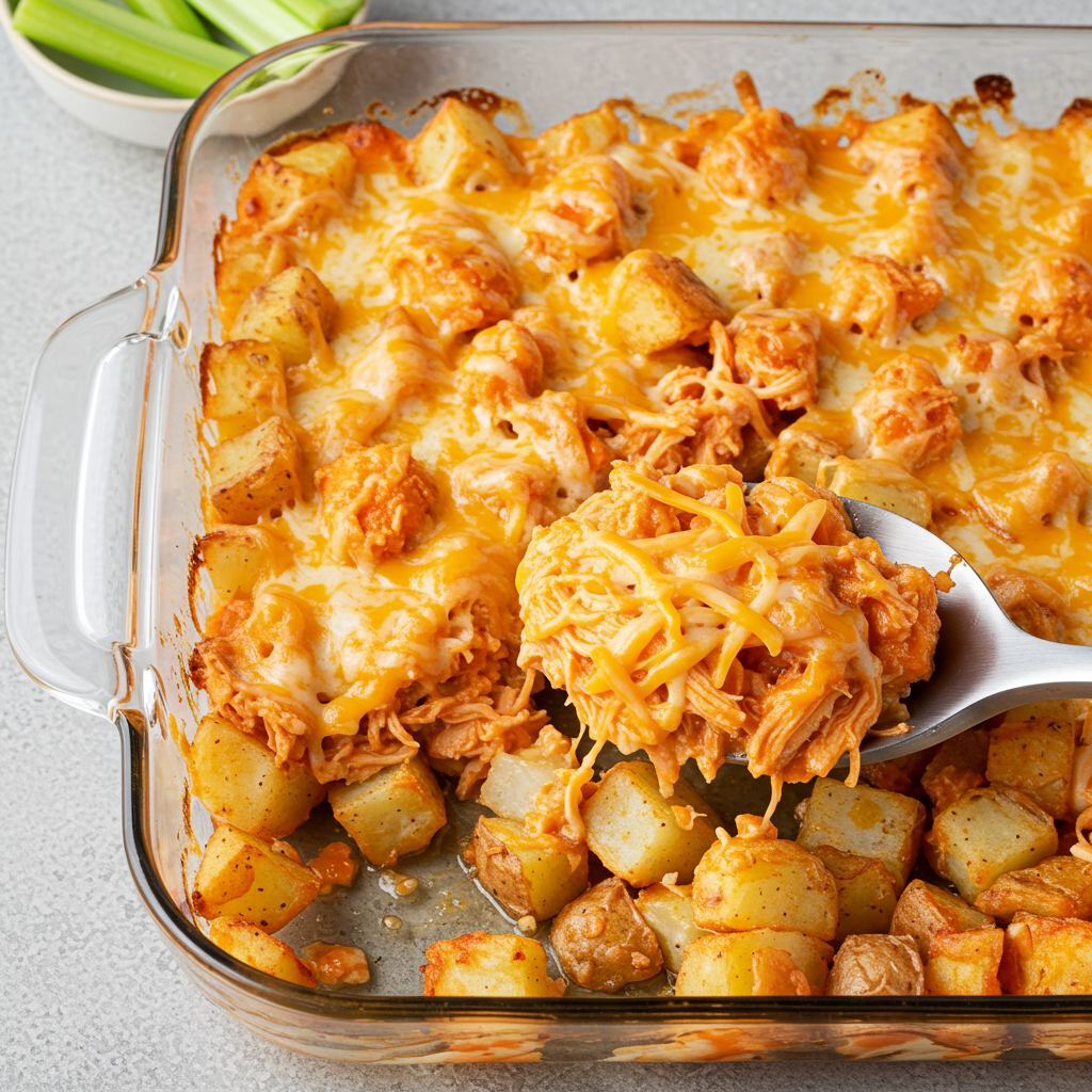 4. Buffalo Chicken & Potato Casserole