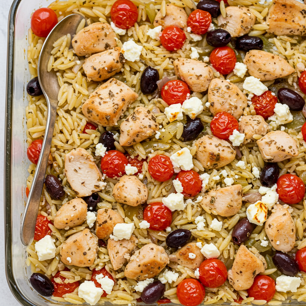 5. Mediterranean Chicken & Orzo Casserole