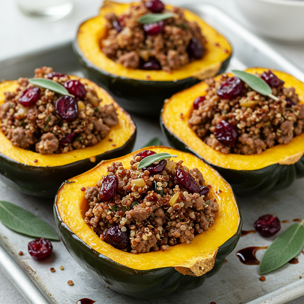 6. Beef & Cranberry Stuffed Acorn Squash