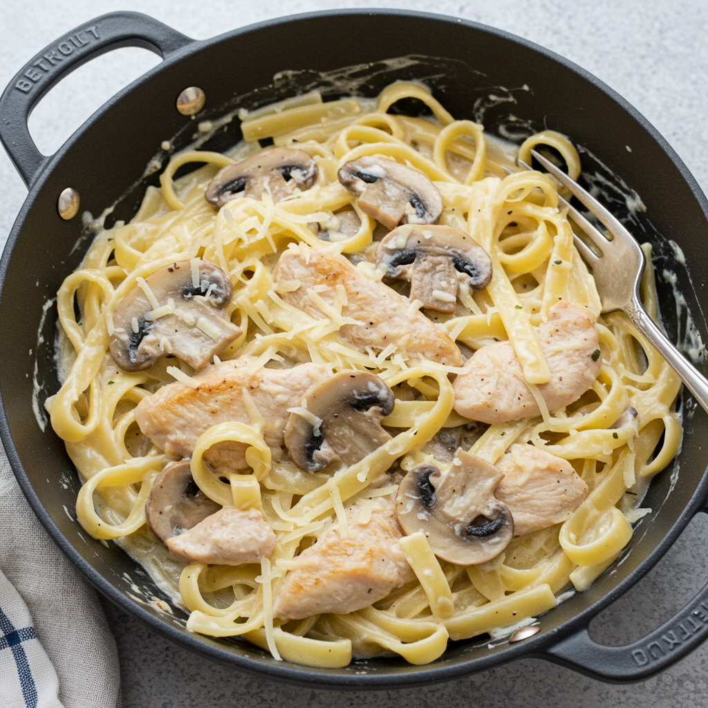 6. Mushroom & Chicken Alfredo Pasta
