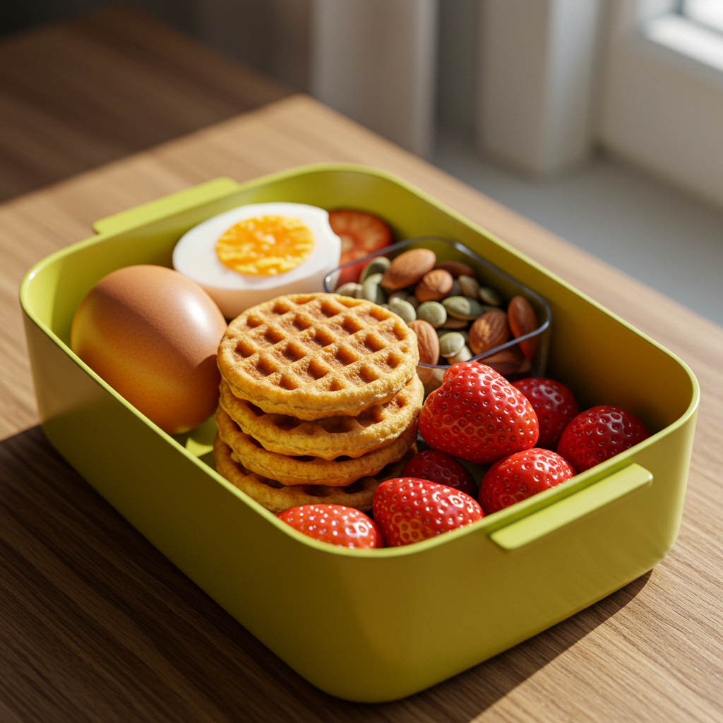 8. Mini Waffles, Egg & Nuts Box