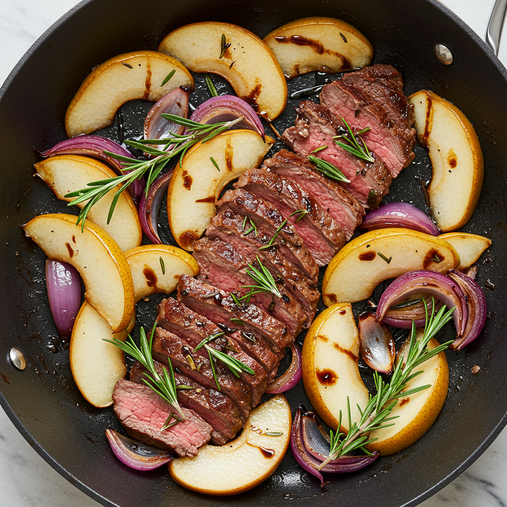 9. Rosemary Beef & Pear Skillet