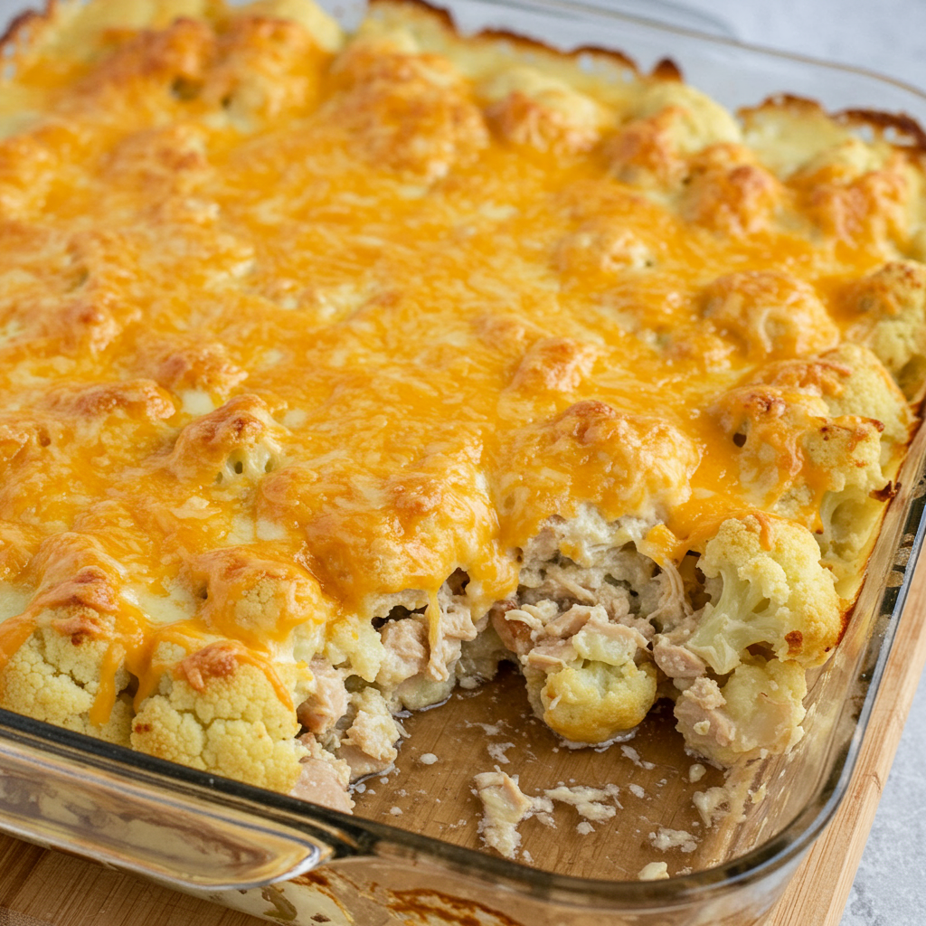 10. Cheesy Chicken & Cauliflower Bake