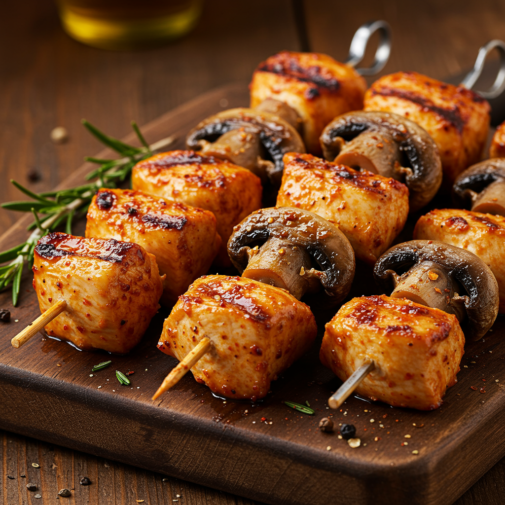 10. Grilled Mushroom & Chicken Skewers