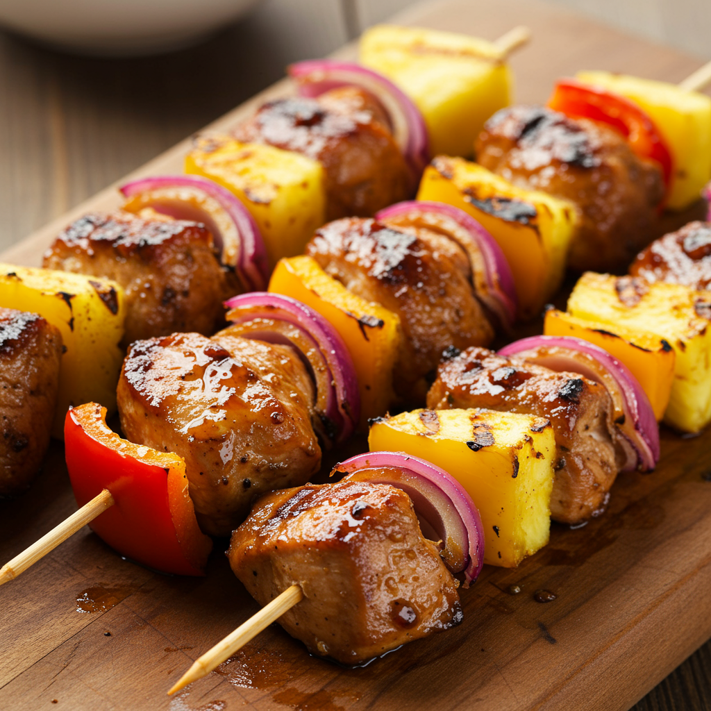10. Jerk Chicken Skewers with Grilled Pineapple