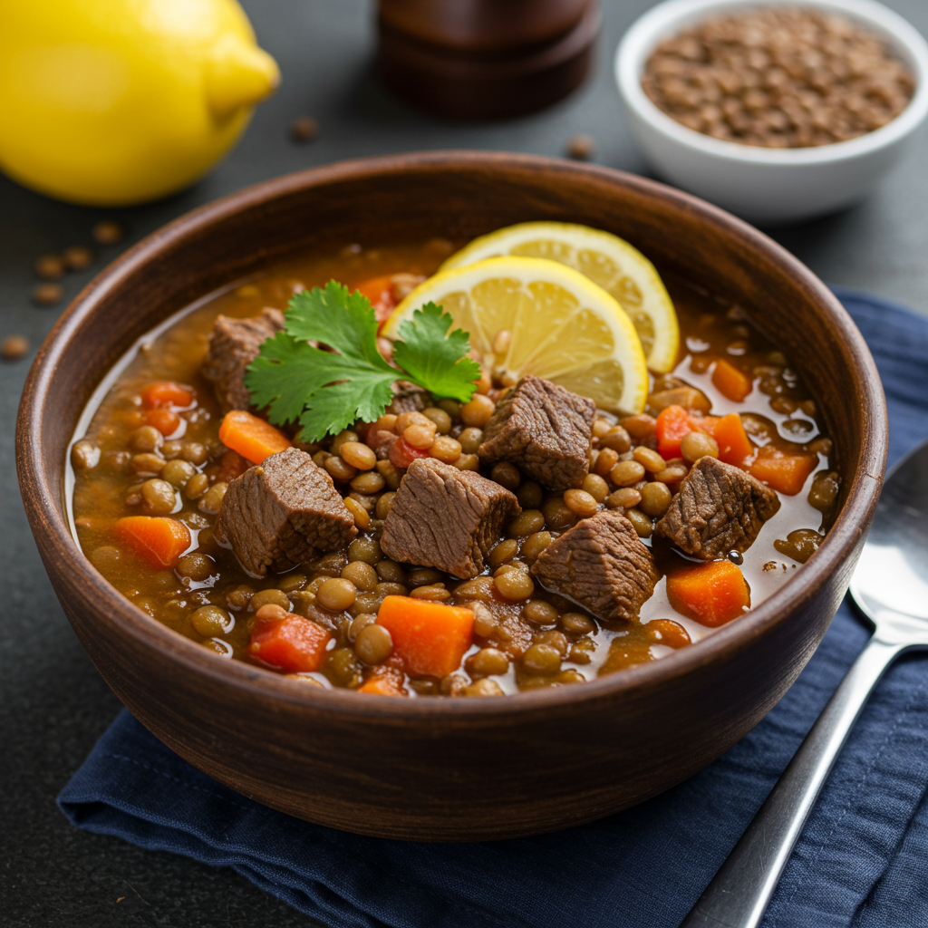 10. Moroccan-Spiced Beef & Lentil Soup