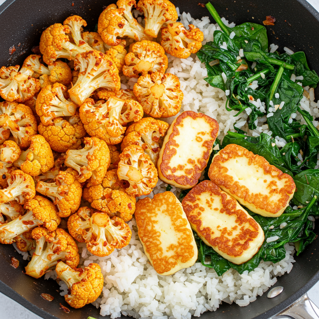 16. Spicy Cauliflower & Halloumi Rice