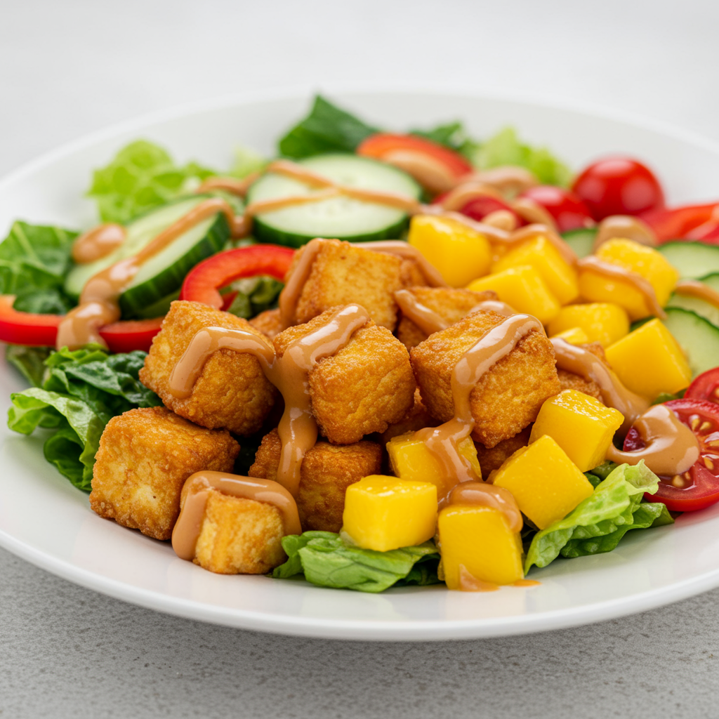 21. Mango & Tofu Salad with Peanut Dressing