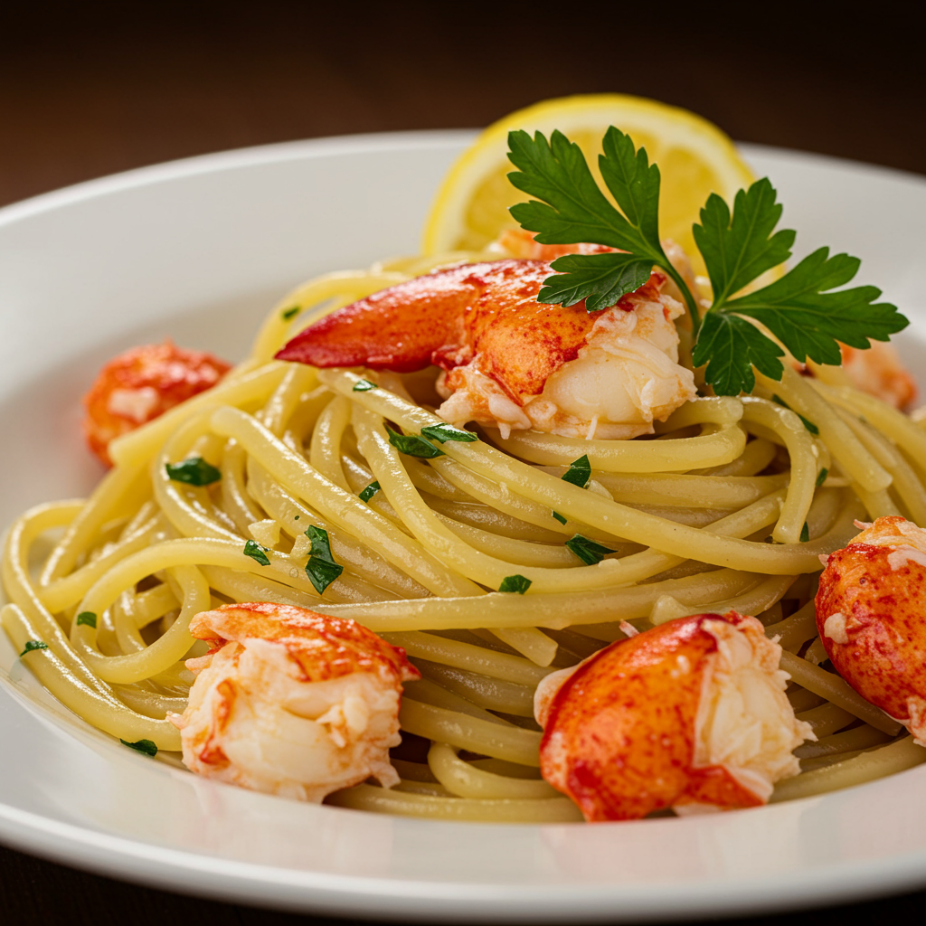 1. Classic Lobster Linguine with Garlic Butter