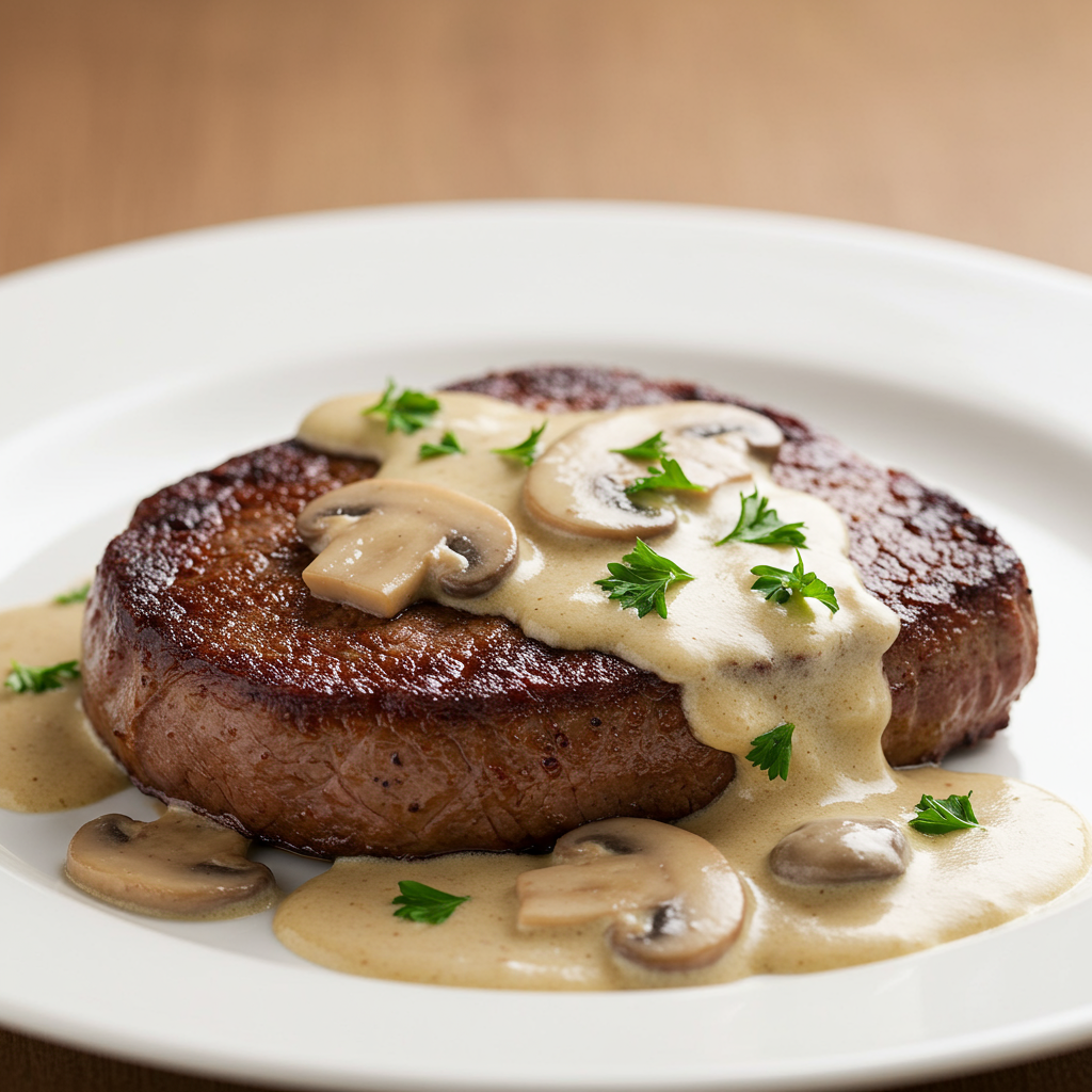 2. Pan-Seared Elk Steak with Mushroom Sauce