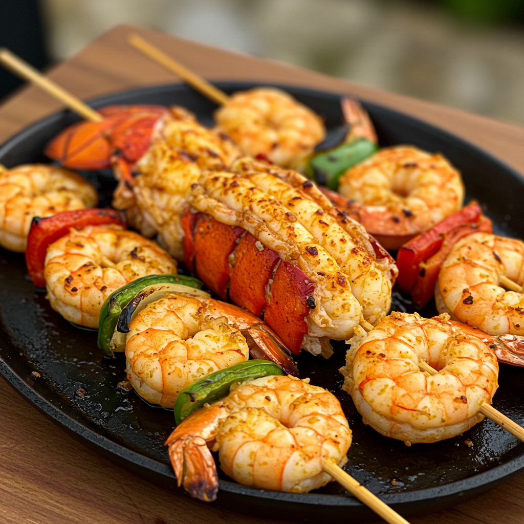 3. Grilled Lobster and Shrimp Skewers