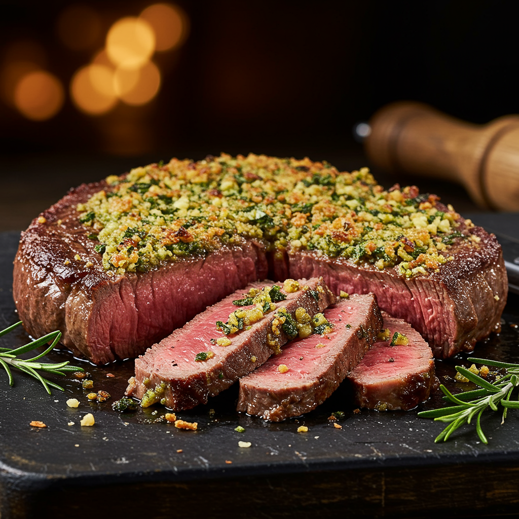 4. Garlic Parmesan Crusted Steak
