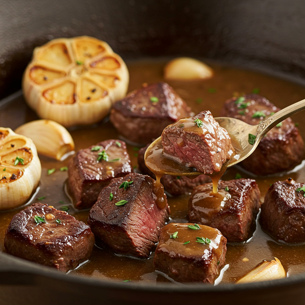 5. Slow Cooker Garlic Steak Bites