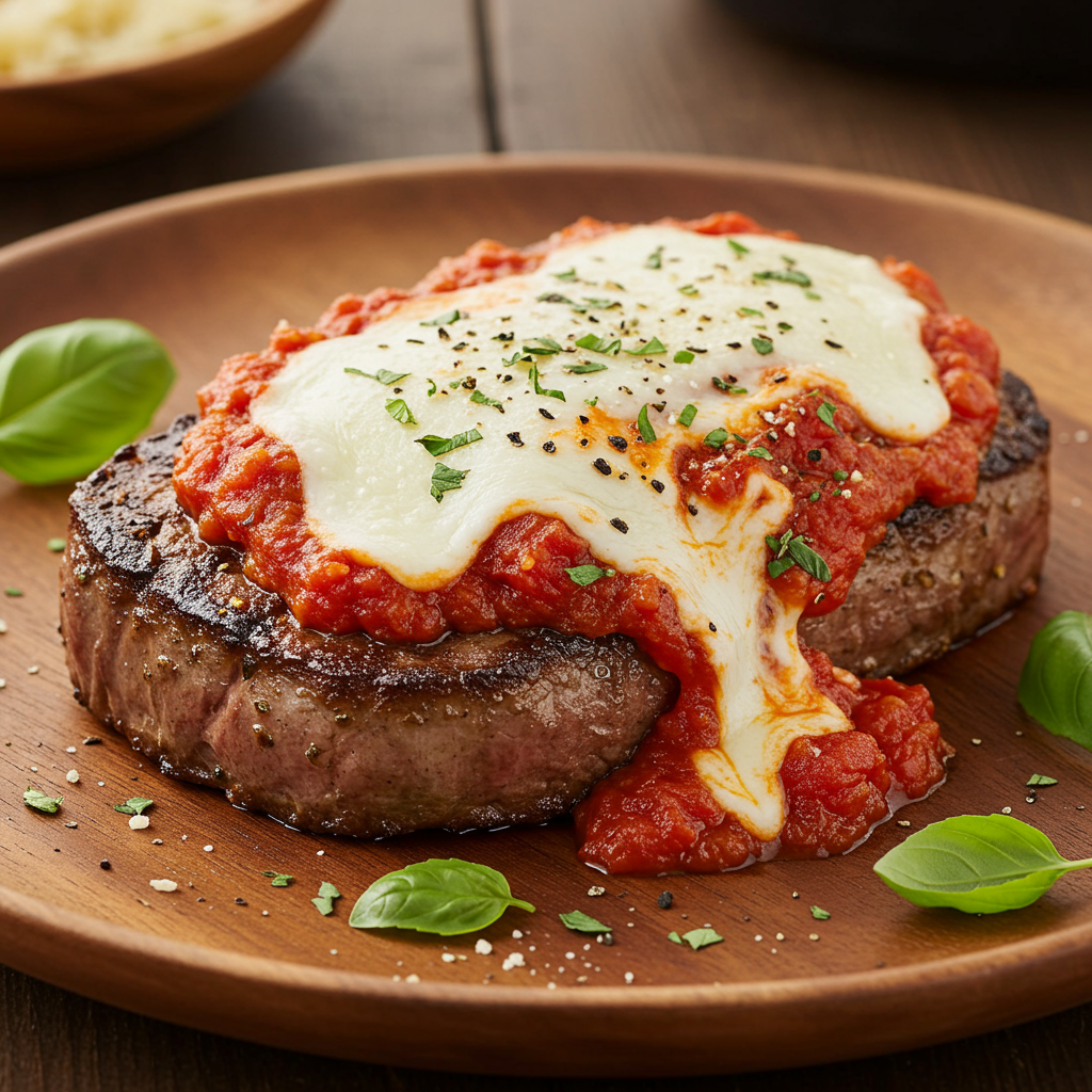 6. Italian Herb Cube Steak with Mozzarella