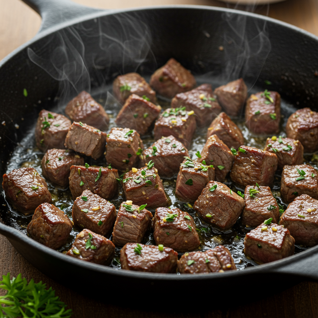13. Garlic Herb Butter Steak Bites