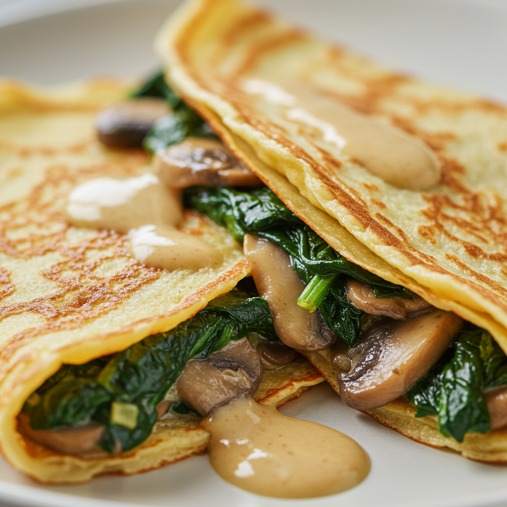23. Mushroom and Spinach Crepes